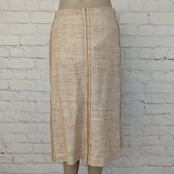 ST JOHN COUTURE Almond Multi sz 16 Raw Silk Skirt NWT - Picture 2 of 9